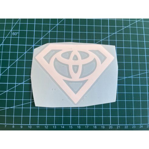 Toyota superman autó matrica (fehér, 10cm)