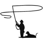 Horgász kutyával matrica