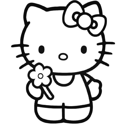 Hello Kitty  virággal matrica